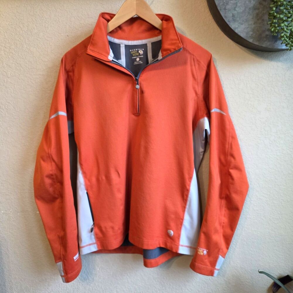 Mountain Hardwear Windstopper Softshell 1/4 Zip Jacket Orange Womens Large